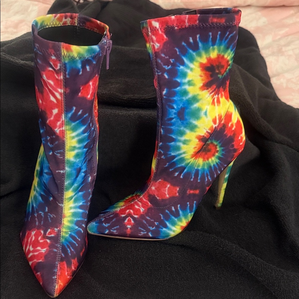 Vibrant Tie-Dye Heeled Boots